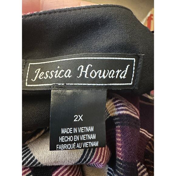 Jessica Howard Women's Plaid A-Line Dress Burgundy Size 2X NWT - Picture 10 of 10